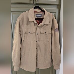 Eddie Bauer fleece lined Voyager shirt jacket khaki